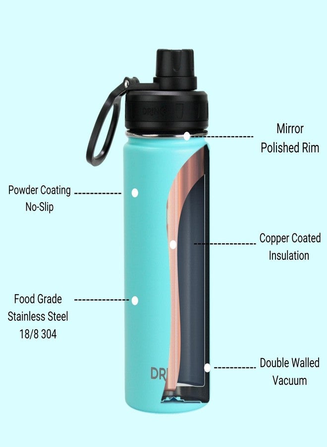 DRINCO Stainless Steel Water Bottle Spout Lid Vacuum Insulated Double Wall Water Bottle Wide Mouth (40oz 32oz 22oz 18oz 14oz) Leak Proof Keeps Cold or Hot (18 oz, 18oz Teal) - Image 4